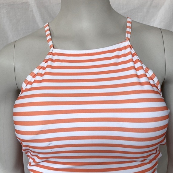 Women’s Swimming One Piece Bathing Suit Size X-LARGE Striped Orange & White NWOT - Picture 7 of 8